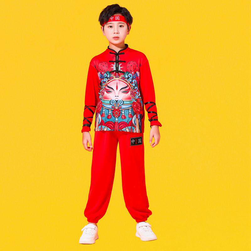 高档儿童中式表演服装、拉拉队运动会全国时服装、男士女嘻哈装演