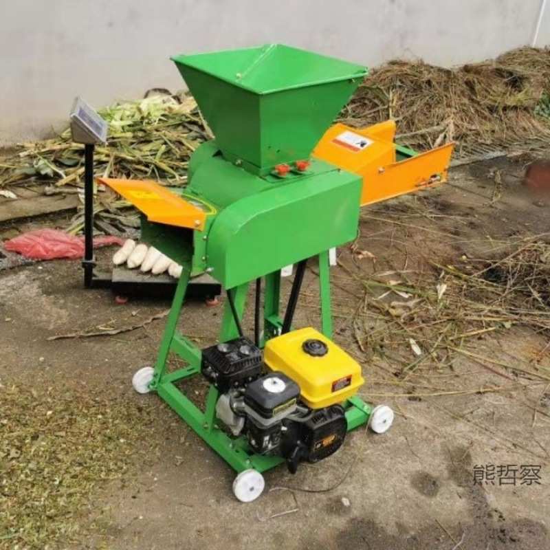 小型秸秆铡草机干湿两用稻草粉碎切草机家用220V畜牧养殖输送带