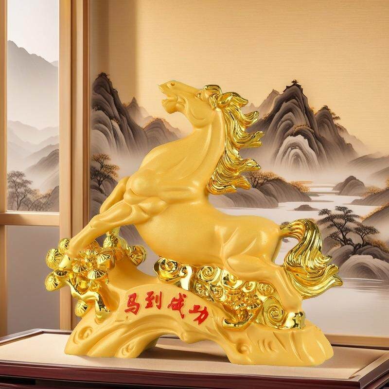 马到成功摆件家居客厅办公室招财风水装饰品树脂马工艺品厂家直销