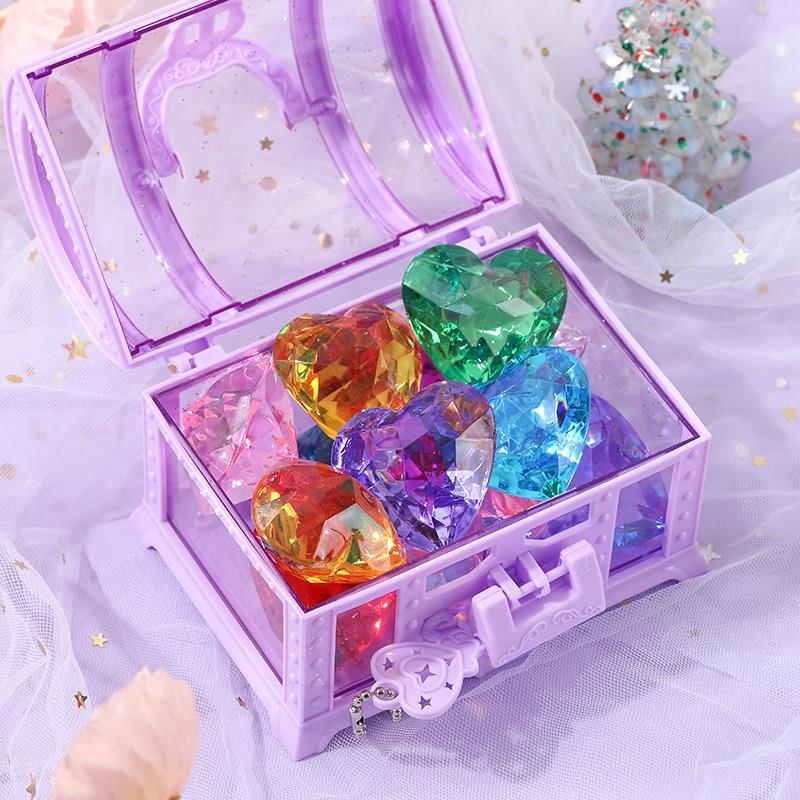 宝石玩具女孩彷水晶女童挖宝箱幼儿奖励塑料爱心压克力小钻石男童