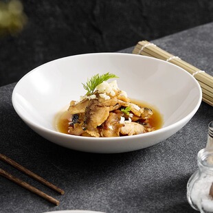 餐具盘子高级感轻奢陶瓷家用圆碗酒店中厨白色餐厅火锅备菜盘 中式