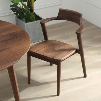 厂家直销北欧实木黑胡桃餐椅现代简约日式原木樱桃木带扶手书桌椅