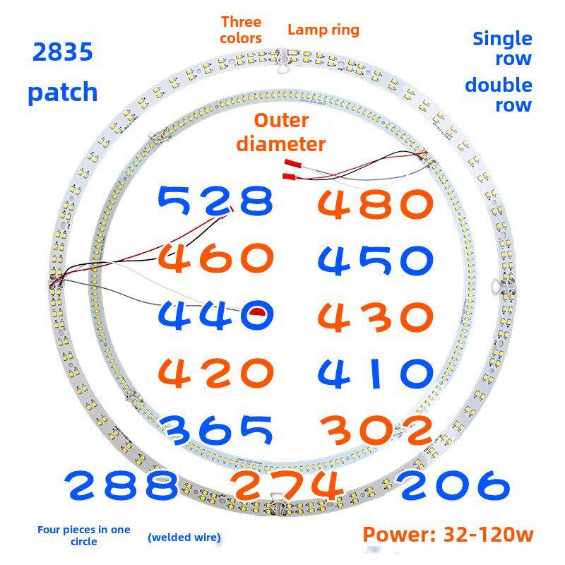 LED灯圈灯芯灯板灯带圆形弧形四片外径205-550高亮2835吸顶风扇灯