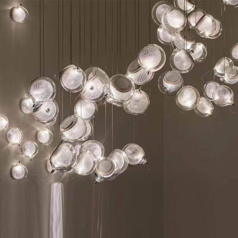 加拿大餐厅吊灯设计师款复式楼梯挑空水母床头灯单头手工玻璃灯