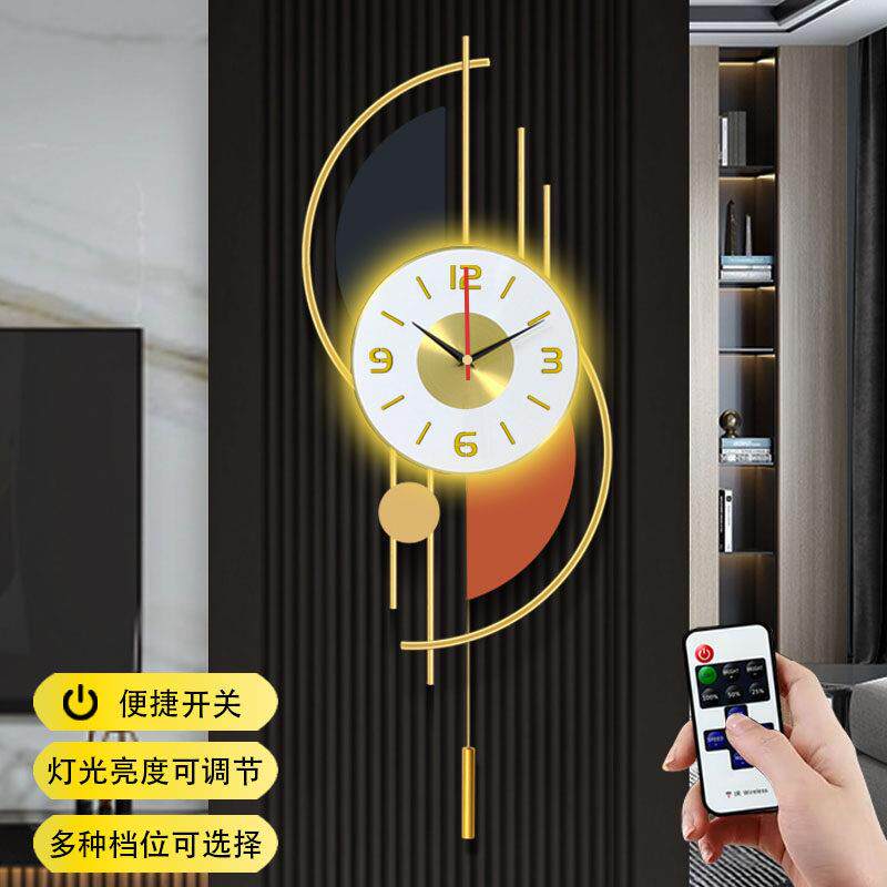 静音钟表北欧轻奢客厅挂钟简约家用个性灯光挂表大气装饰挂墙时钟