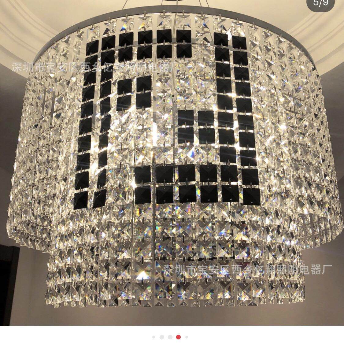 现代简约大气餐厅led水晶吊灯客厅灯K9圆形吊灯F艺术字fend
