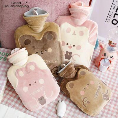 Cute Hot Water Bottle Bag for Girls Plush Shoulder Hand Warm
