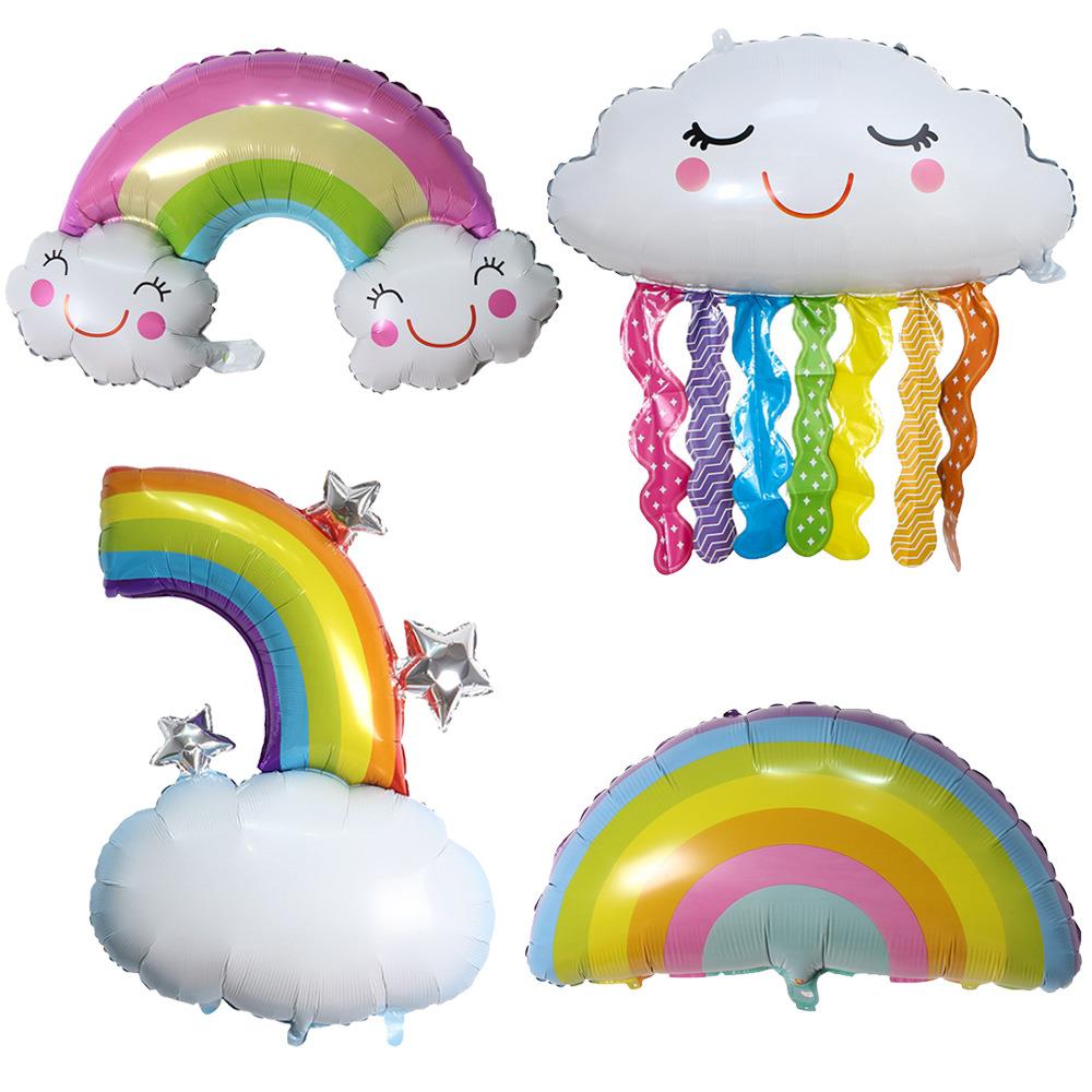 微笑彩虹气球网红生日拍照布置