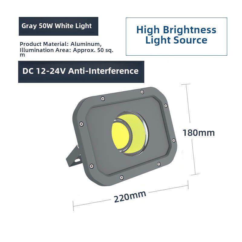 Led投光灯低压直流船用电池12V24V220V50W100W防水射灯户外投光灯