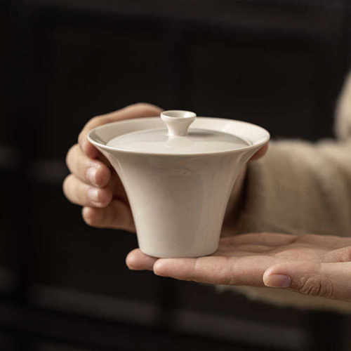 观岚草木灰二才盖碗家用功夫茶具泡茶碗个人专用带盖敬茶碗茶杯