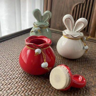 Ceramics Bunny Pet Urn Anforas for Human Ashes Puppy