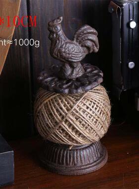 怀旧覆古乡村老式缝纫机铁艺模型摆件服饰店摆设含麻绳收纳架