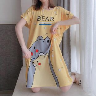 ins韩版 夏季 东南亚外单爆款 套头睡衣女可爱甜美家居服睡裙女大码
