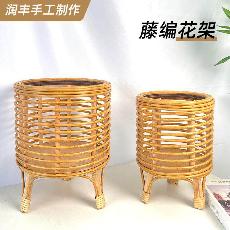 编织花篮室内阳台家居装饰藤编绿植套盆竹编大号盆栽藤艺植物