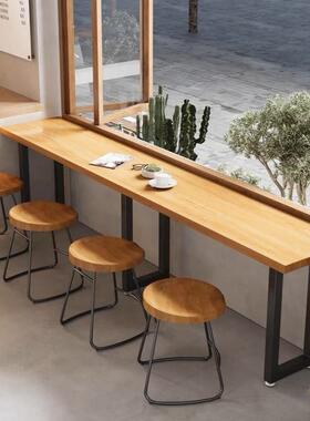 矮VNT吧桌台桌工吃风便利店小店酒吧长条子靠墙窄餐桌椅组业合靠