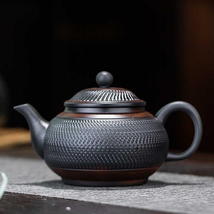 建水紫陶茶壶凤鸣壶紫砂壶跳刀茶具纯手工功夫茶具泡茶过滤大容量