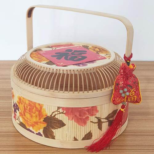 竹编大小号粽子月饼竹篮礼品包装盒特产水果鸡蛋喜事糕粽团圆礼盒