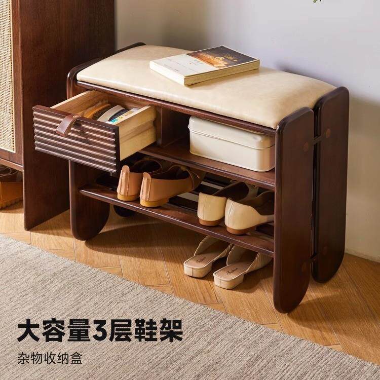 实木换鞋凳家用门口穿鞋凳软包凳鞋架可坐式进门凳子入户坐凳一体