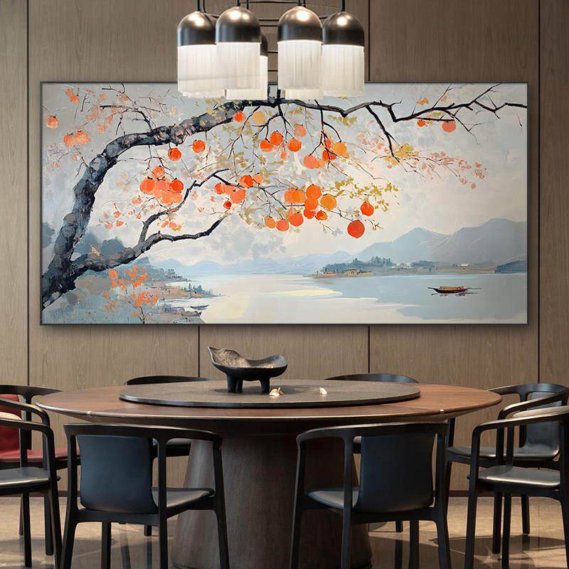 《石狮林秋雨》、《万事如意》、《新中国风餐厅装修画》、《卧式