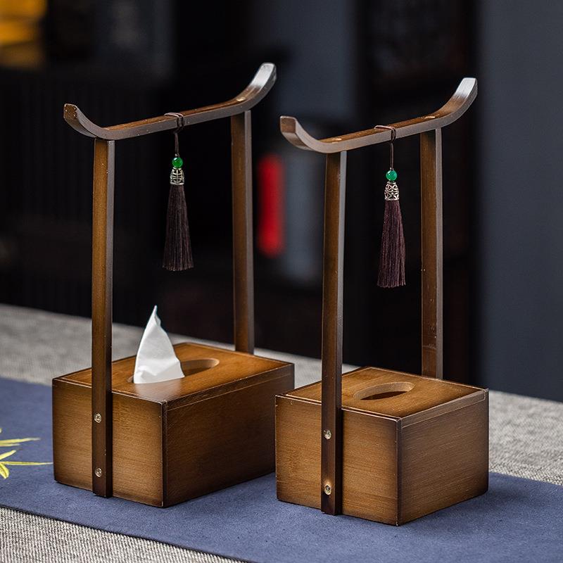 复古纸巾盒客厅古风竹木质纸抽盒中式酒店商用高级桌面茶几抽纸盒