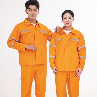 高档中海油纯棉劳工作服套电装男秋季加厚定反光条厂服工厂焊工保