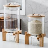 家用储米桶玻璃大米缸防虫防潮杂粮密封收纳盒米箱面粉储存罐10斤