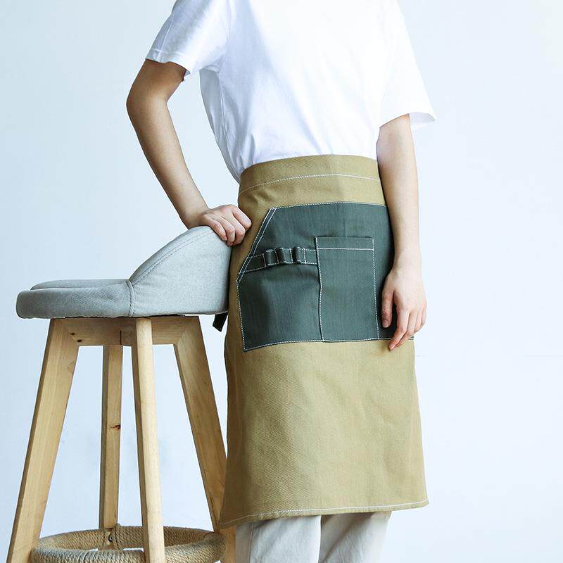 新款直销半身牛仔围裙男女厨房做饭围腰餐厅服务员美术画画工作服