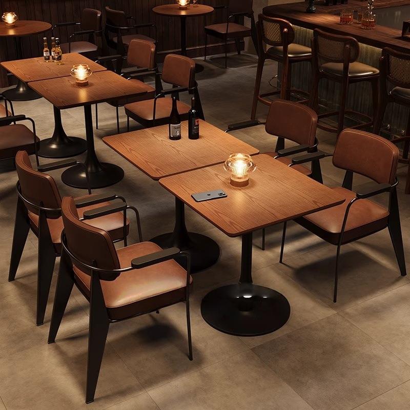 商用咖啡厅椅子靠背椅复古酒吧清吧奶茶店餐饮店餐厅餐桌椅子一套