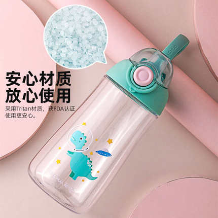 茶花tritan儿童水杯男女夏天新款塑料杯防摔水壶大容量便携随手杯