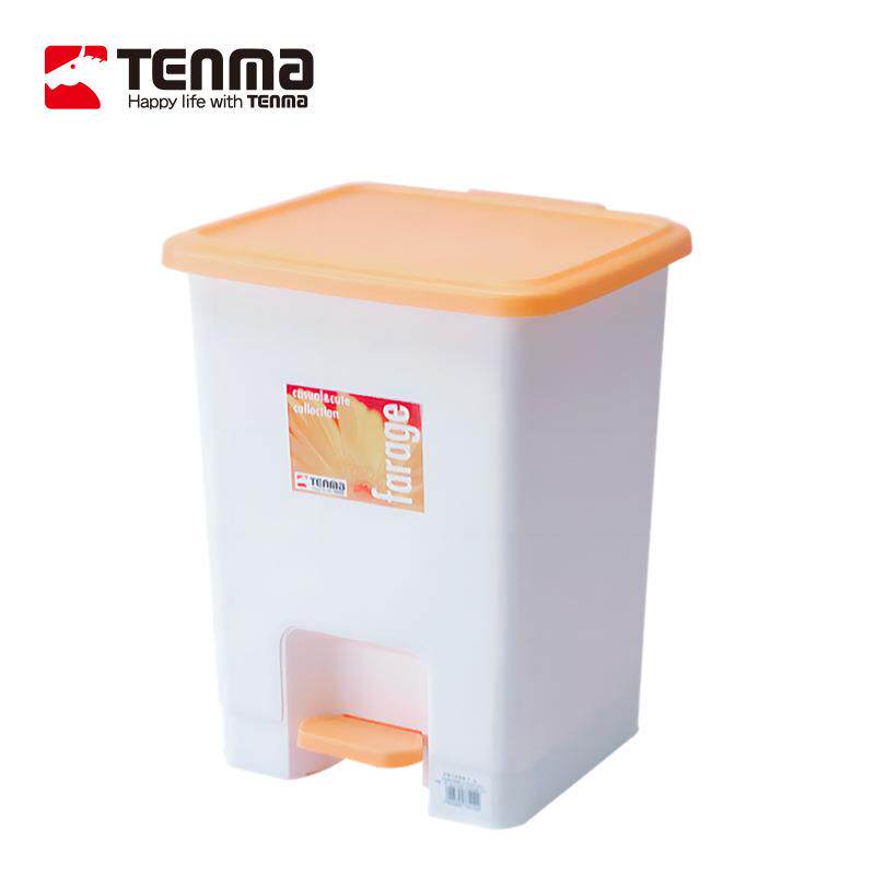 TENMA天马脚踏式塑料垃圾桶 家用厨房卫生间卧室带固定圈废纸篓