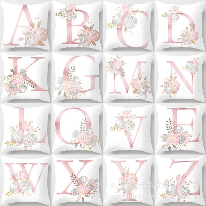 Pink letters Cushion Cover Printed Pillow case sofa抱枕套图片