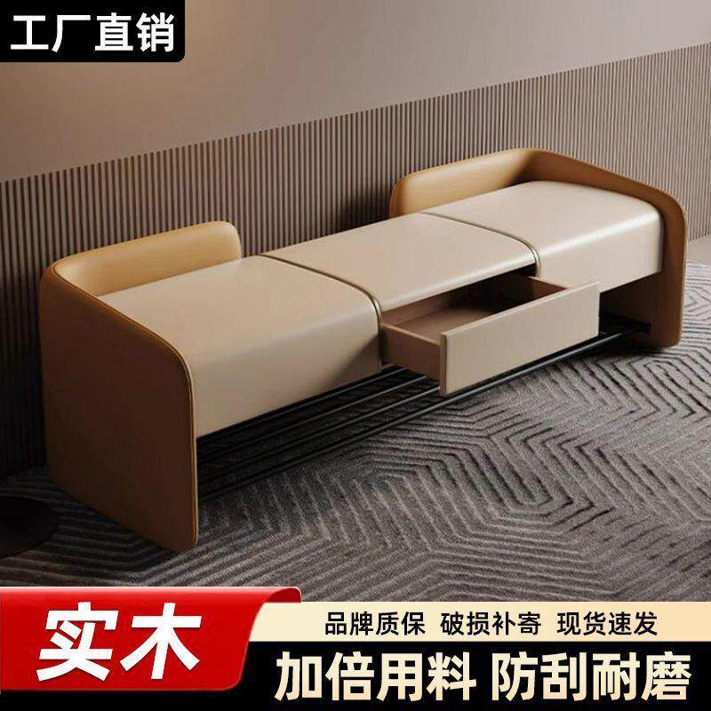 实木换鞋凳家用入户门双层可收纳软包皮凳高级轻奢网红多功能椅凳