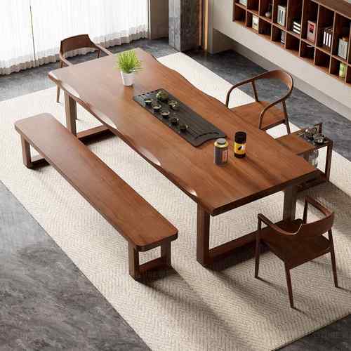 实木大板茶桌椅组合新中式2025新款高端办公室客厅家用泡茶桌茶台