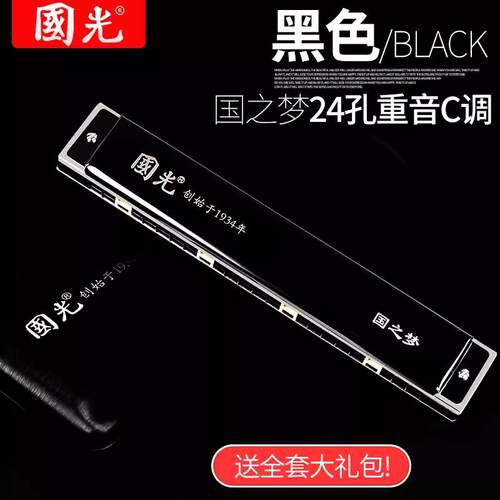 高档正品上海国音光口琴成人28级孔重音专业演初奏24孔覆c调学者