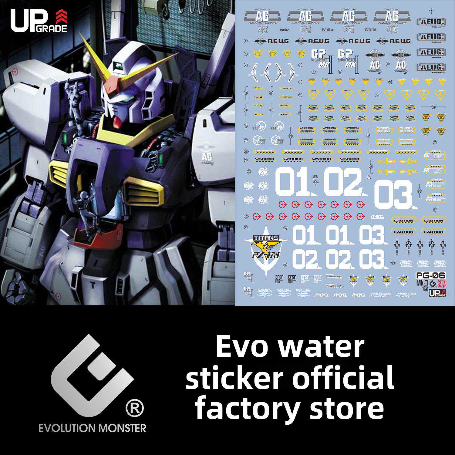 PG马克兔水贴 白兔 MK-II 奥古 AEUG 高清 荧光 EVO