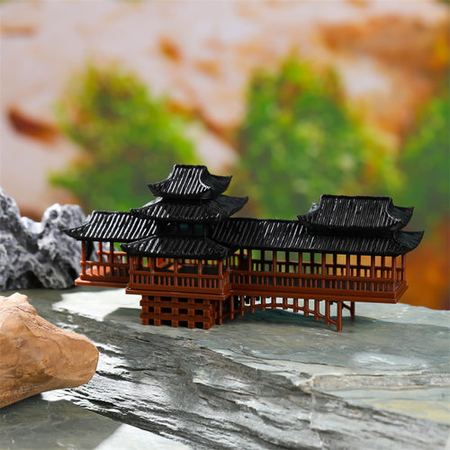 风雨廊桥假山造景造景摆件装饰