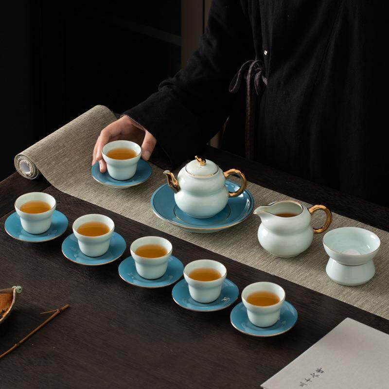 茶具茶盘套装家用高档轻奢陶瓷青花瓷茶壶茶杯套餐客厅办公室会客