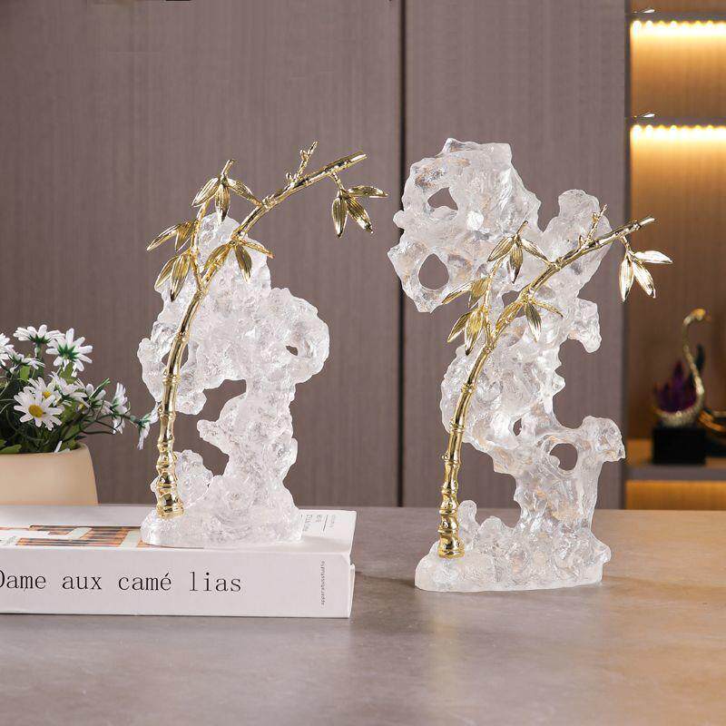 新中式代太湖石雕塑摆件现轻柜玄关客厅电视酒奢柜样板CS-ZS012房