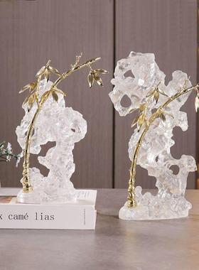 新中式代太湖石雕塑摆件现轻柜玄关客厅电视酒奢柜样板CS-ZS012房