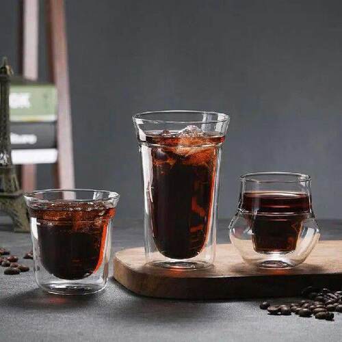 Double Walled Glasses Clear Borosilicate Glass Coffee Cup