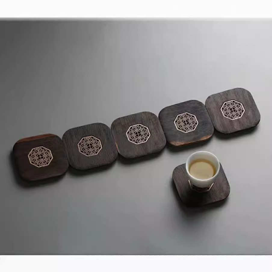 实木杯垫黑檀木杯托创意隔热茶道杯垫茶道零配件简约茶杯托