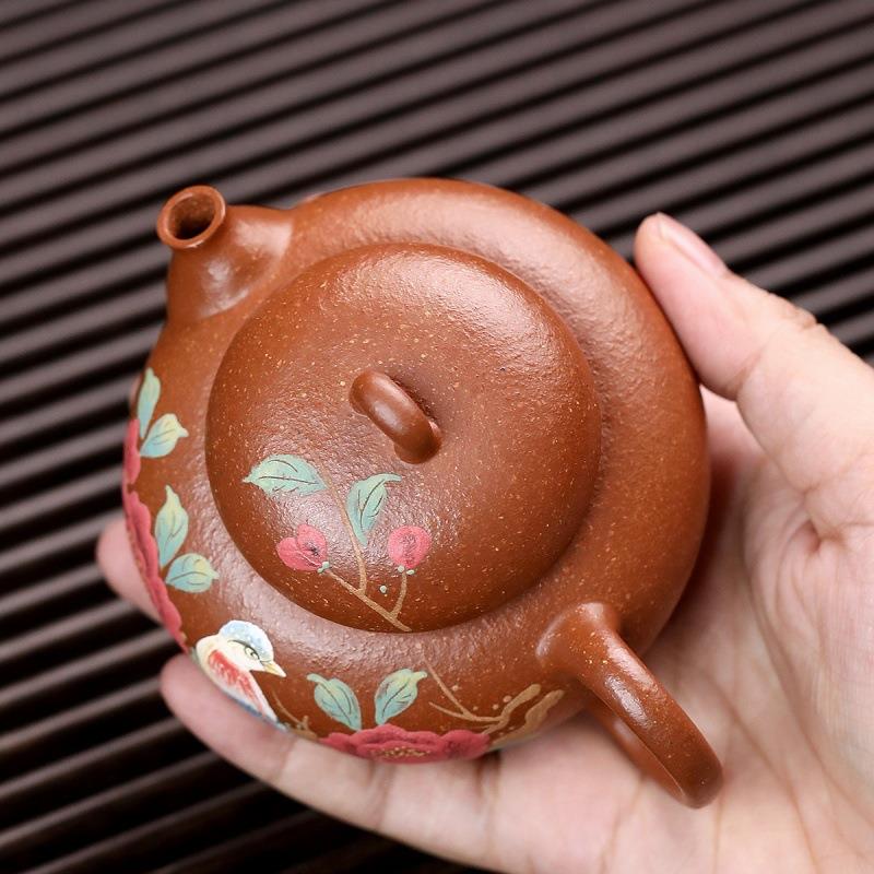 宜兴紫砂壶原绘矿精降坡泥名家手工RIG刻文旦美茶壶茶具