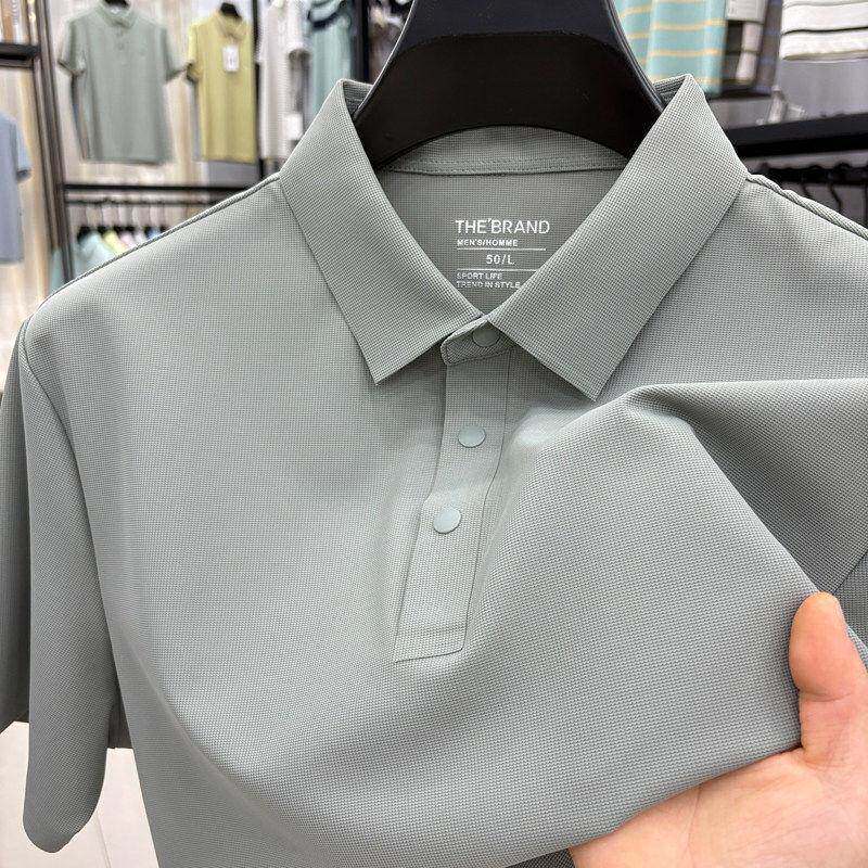 MAROLIO~冰丝短袖男款新款纯色翻领T恤凉爽感宽松舒适男士POLO衫