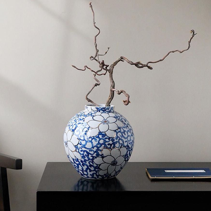 景德镇复古陶瓷花瓶青花瓷宋代美学中式复古客厅插花高级软装摆件