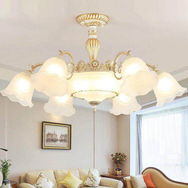 遥控美式led大吊灯 欧式客厅灯具复古餐厅灯大气创意婚房卧室灯饰