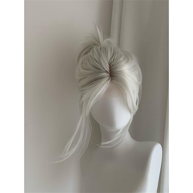 【无畏捷风cos】假发全头套男女通用中分蕾丝银白色半扎马尾狼尾