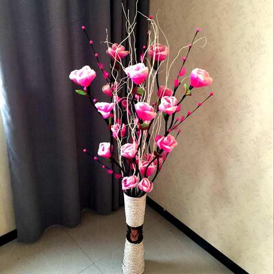 高档客落地花假花仿花束真叶脉干花摆件插塑料花居家室内摆设装厅