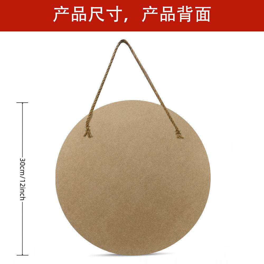 新款直销新款圣诞节木质挂牌木版圆形圣诞树老人雪人门牌墙面挂饰