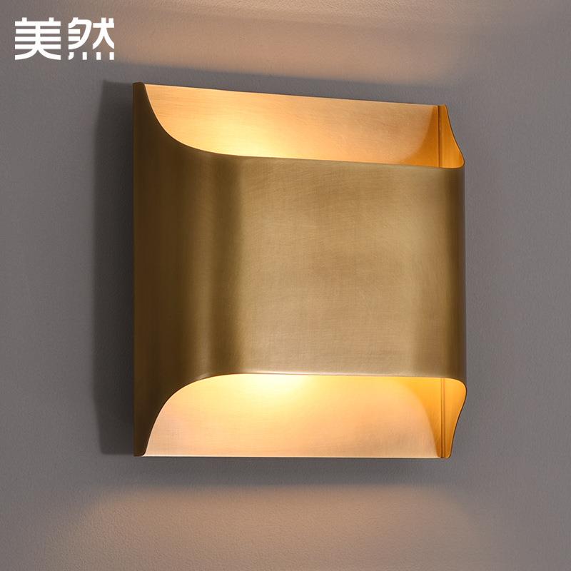 OQ5M美然美式全铜壁灯后现代客厅卧室床头灯简约轻奢过道餐厅