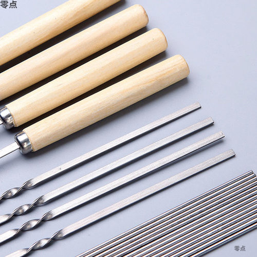 烧烤签子不锈钢扁签羊肉串烤肉烤串户外野炊铁钎子烧烤品工具竹签